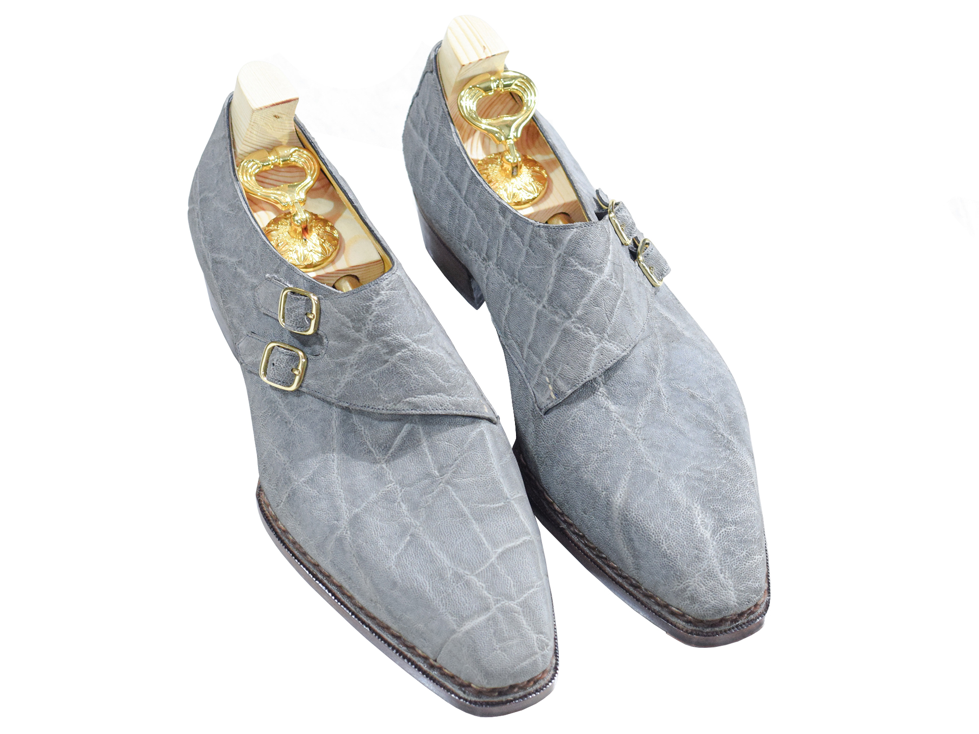MTO Double monkstrap shoes - Elephant leather