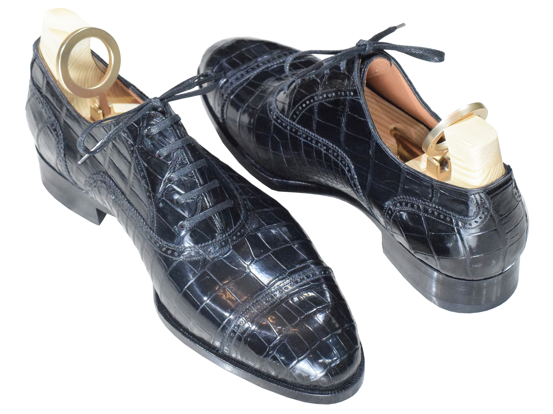MTO Oxford captoe semi brogue shoes - Crocodile leather