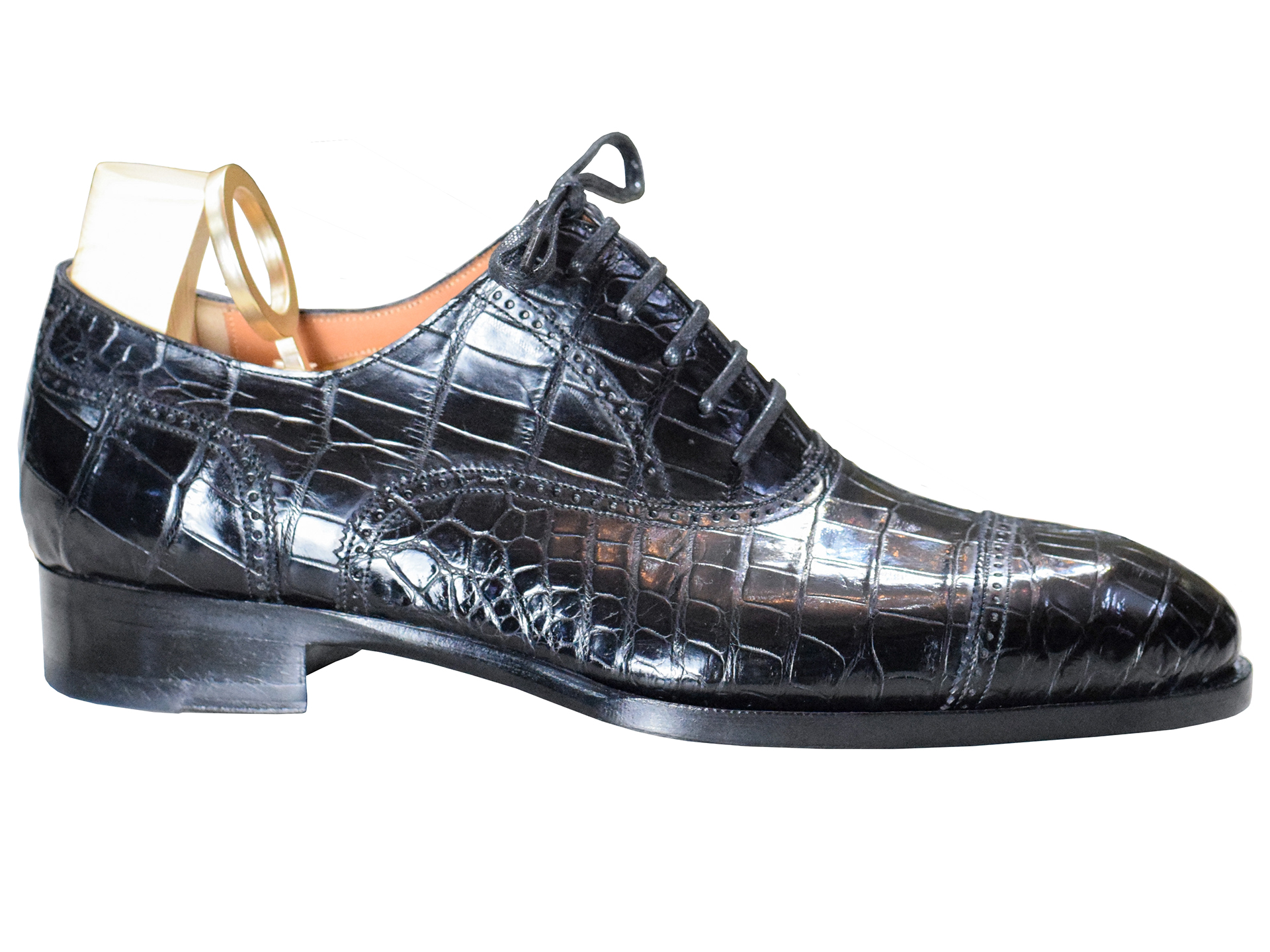 MTO Oxford captoe semi brogue shoes - Crocodile leather