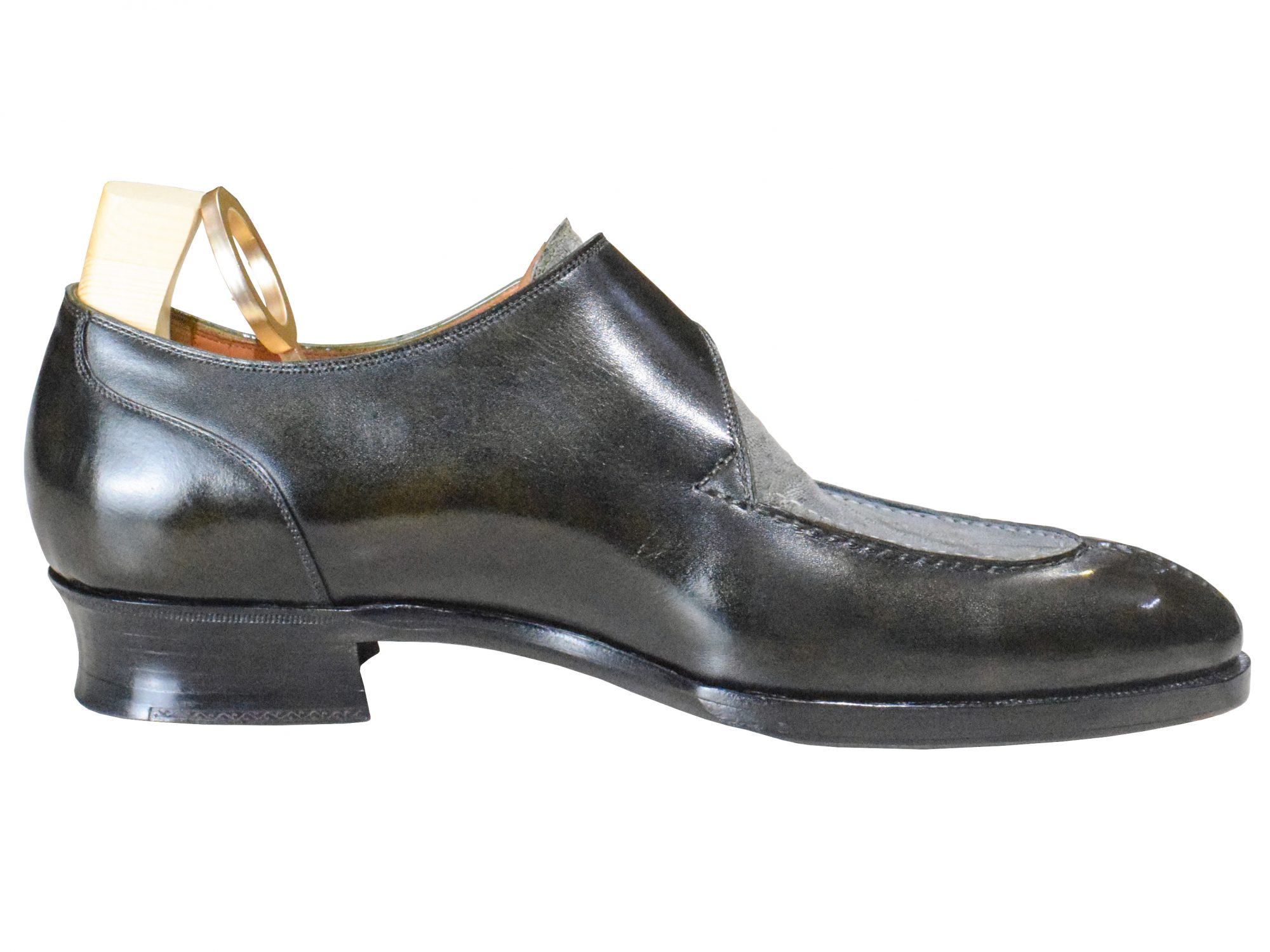 MTO Single monkstrap split toe shoes - Elephant leather