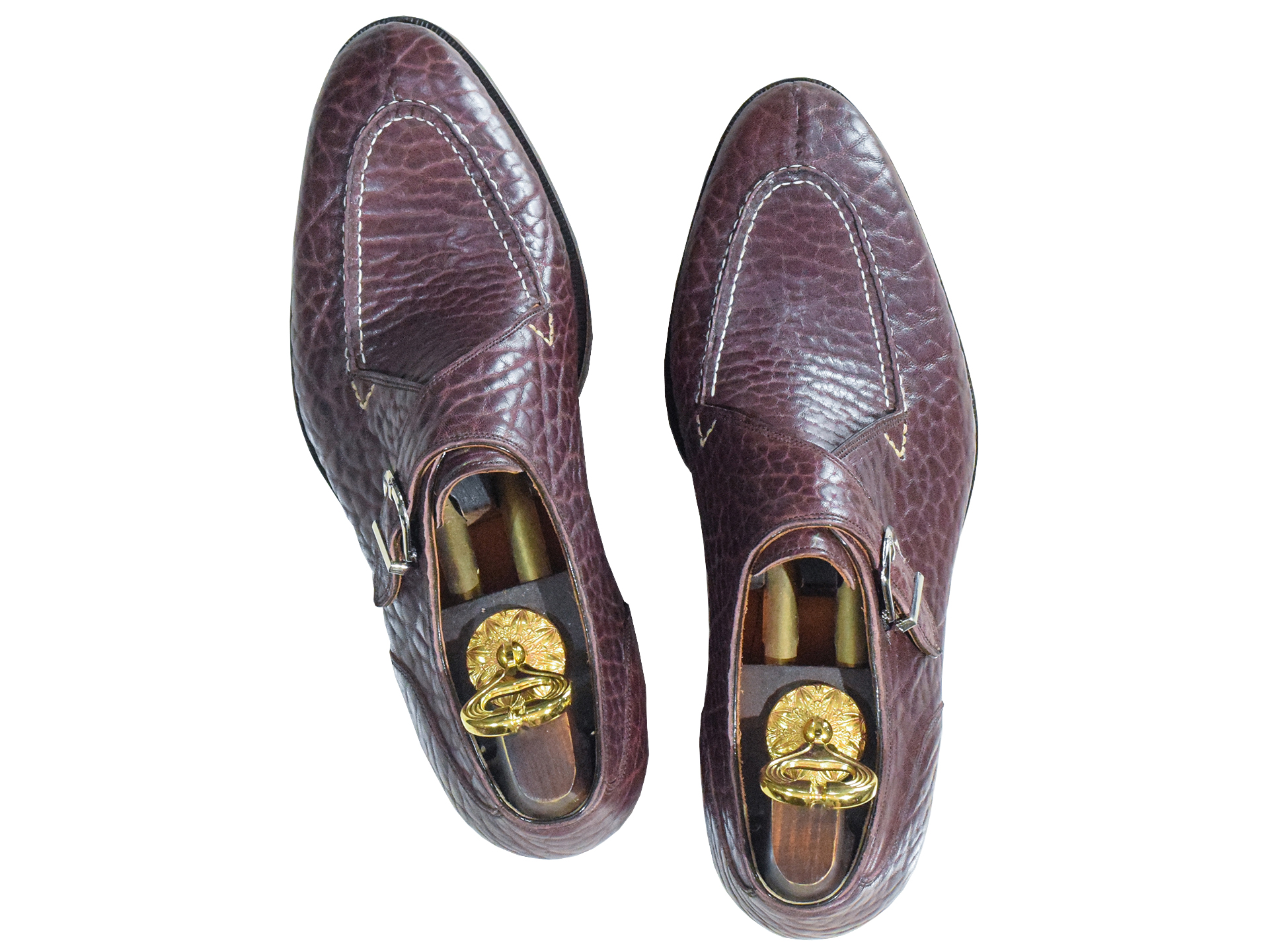 MTO single monkstrap split toe shoes - Bison leather