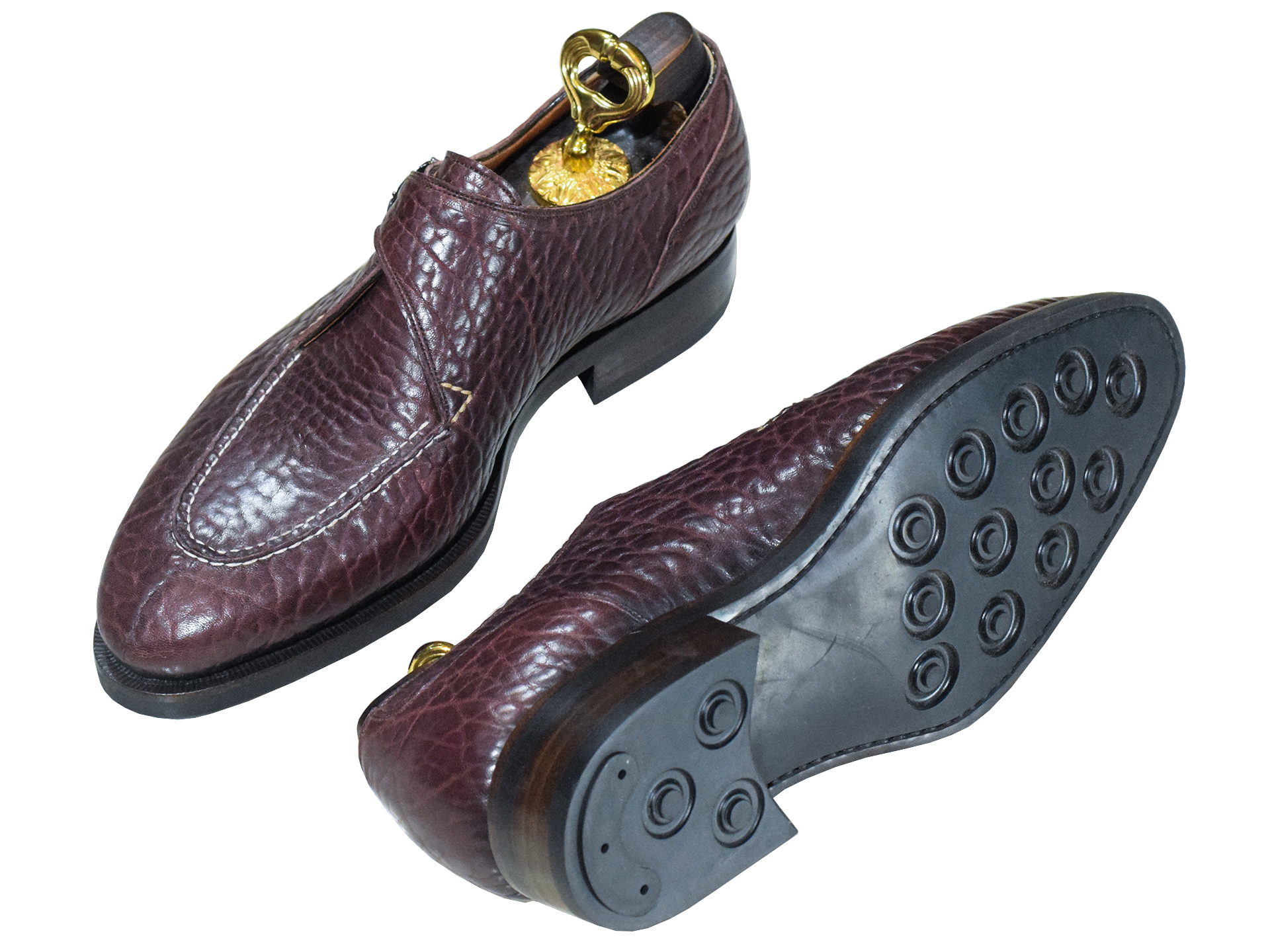 MTO single monkstrap split toe shoes - Bison leather