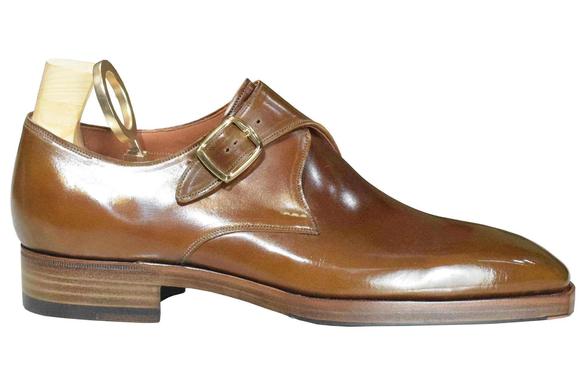MTO Single monkstrap plain toe shoes - Shell cordovan leather