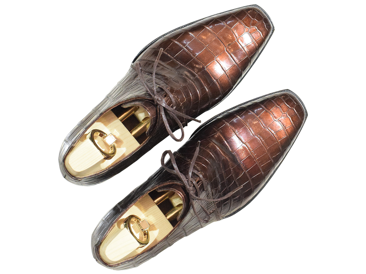 Derby Plain Toe Crocodile Shoes 2 Eyelets – Premium Line