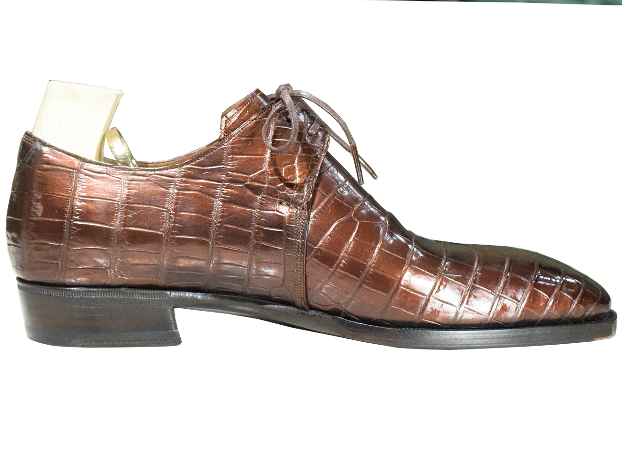 Derby Plain Toe Crocodile Shoes 2 Eyelets – Premium Line
