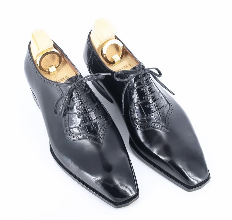 MTO Black Adelaide Plain Toe Shoes - Premium Line