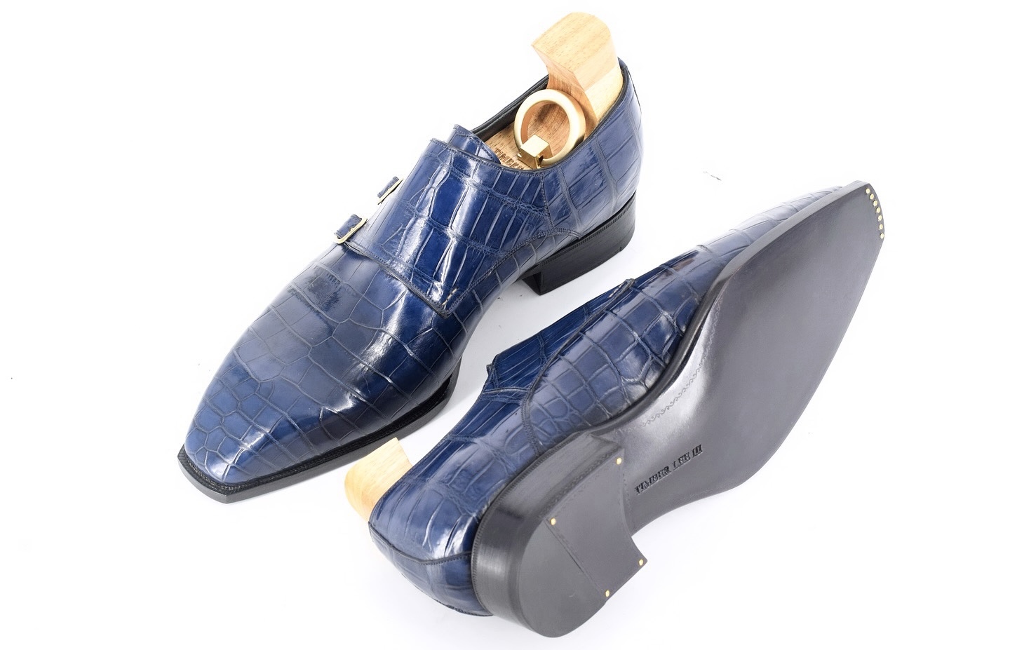 MTO Tripple monkstrap shoes - Crocodile leather