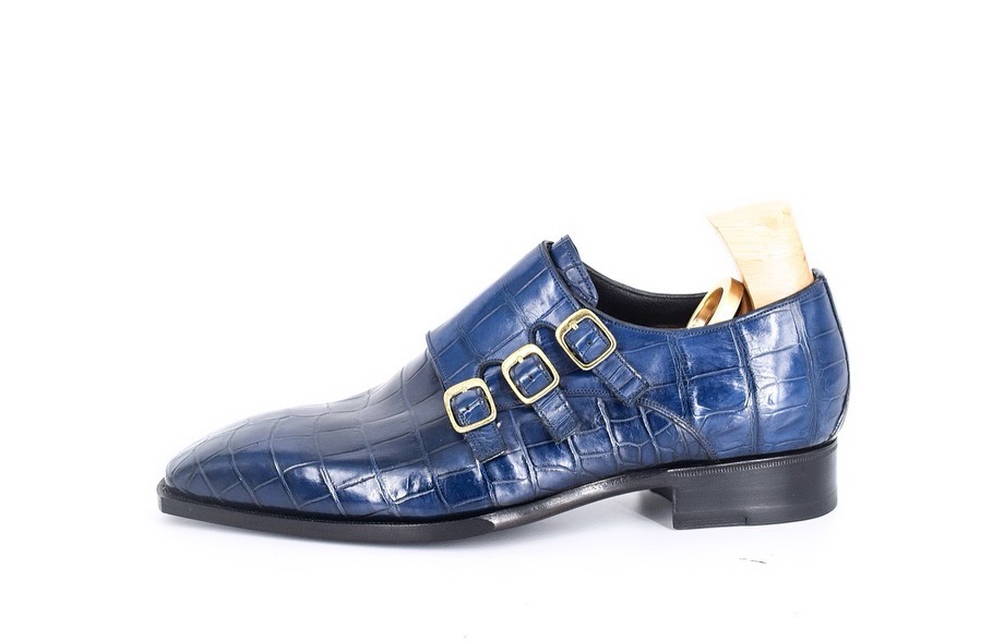 MTO Tripple monkstrap shoes - Crocodile leather