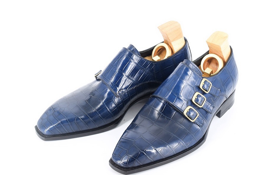 MTO Tripple monkstrap shoes - Crocodile leather