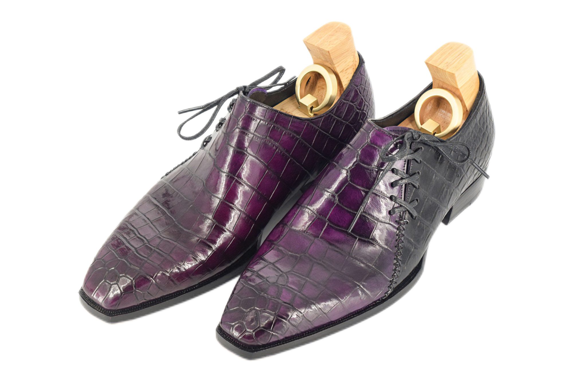 MTO Side Lace Oxford shoes - Crocodile leather
