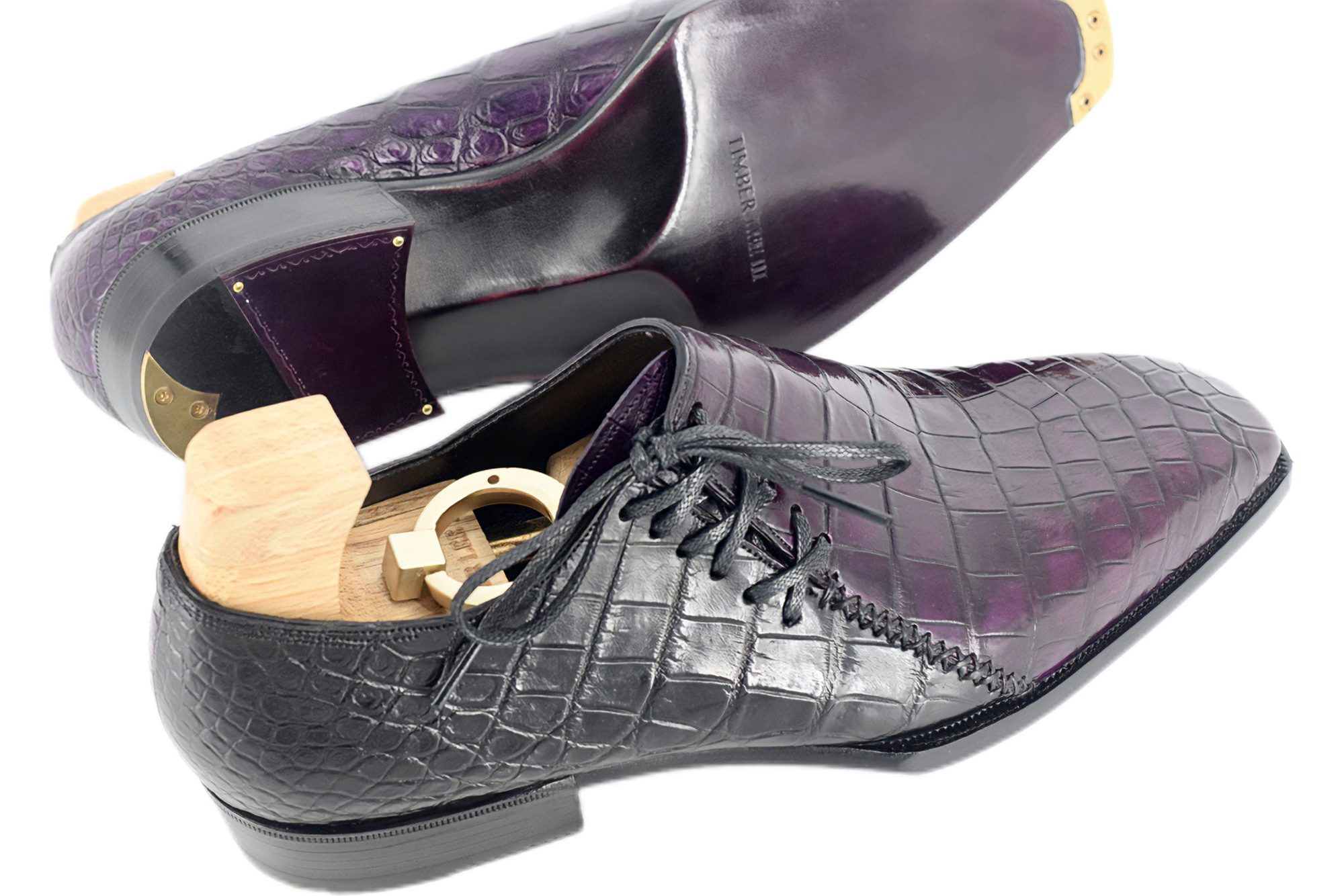 MTO Side Lace Oxford shoes - Crocodile leather
