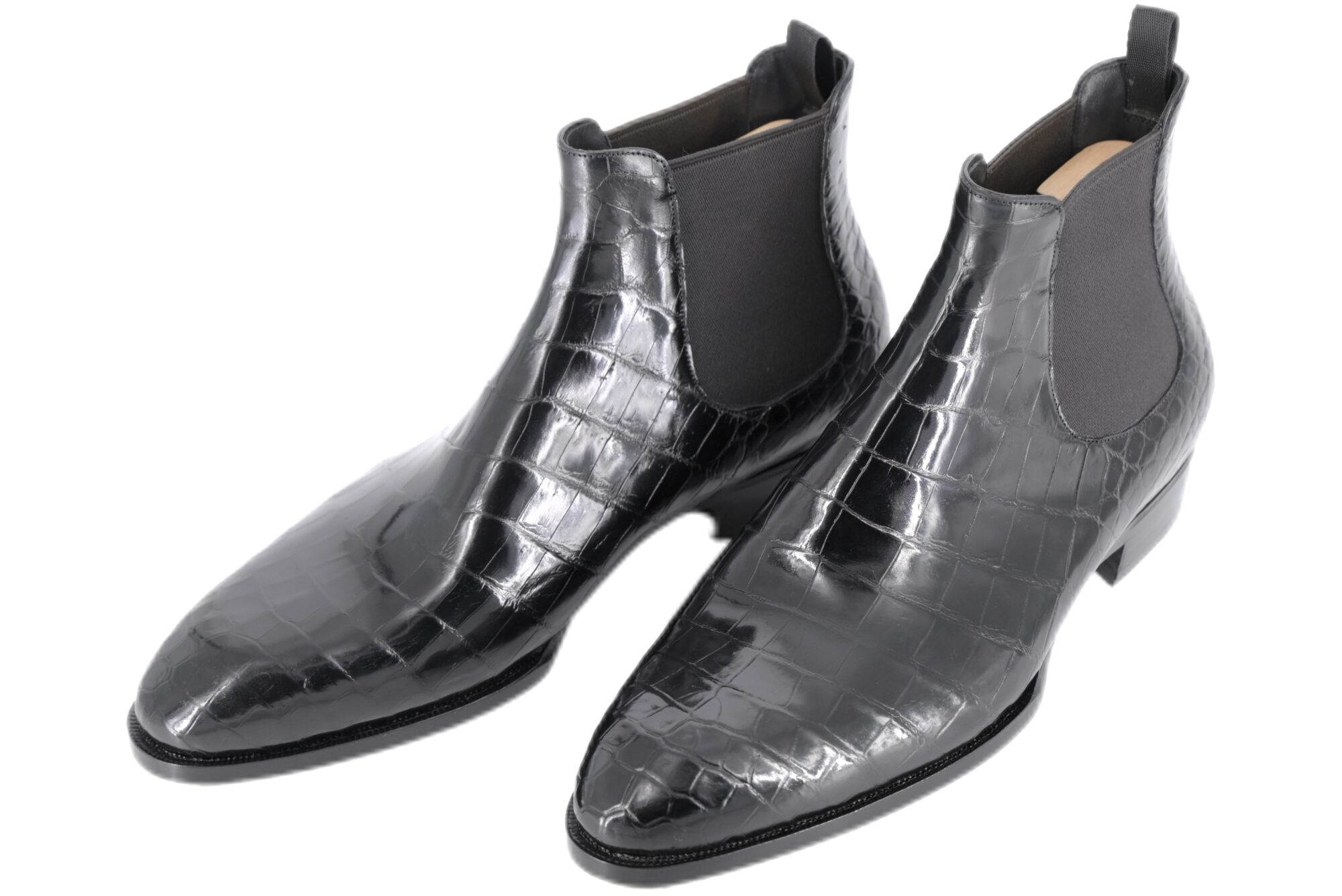 MTO premium Chelsea boots – Black crocodile leather