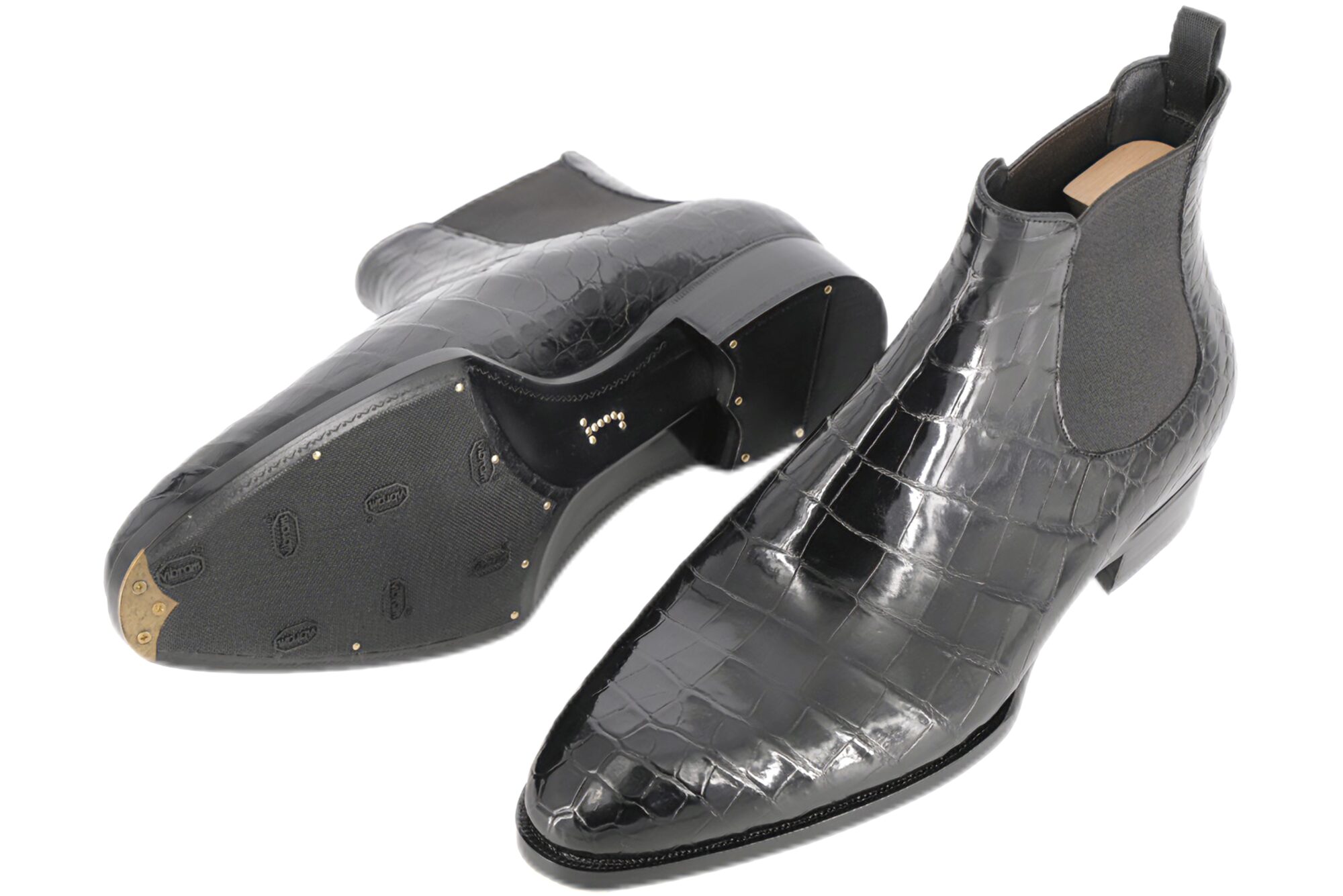 MTO premium Chelsea boots – Black crocodile leather