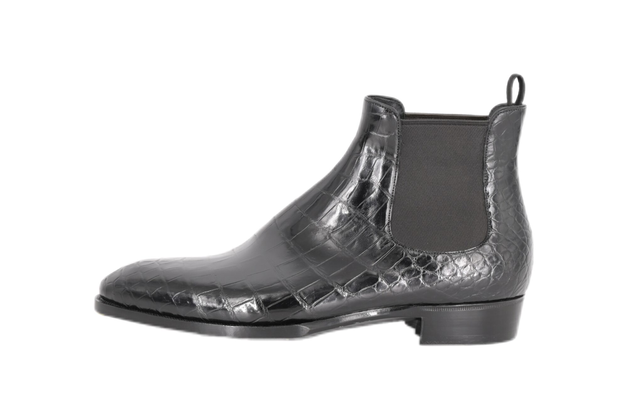 MTO premium Chelsea boots – Black crocodile leather