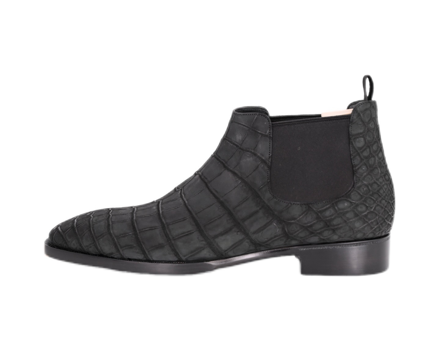 MTO Chelsea ankle boots - Black Nubuck Crocodile Leather