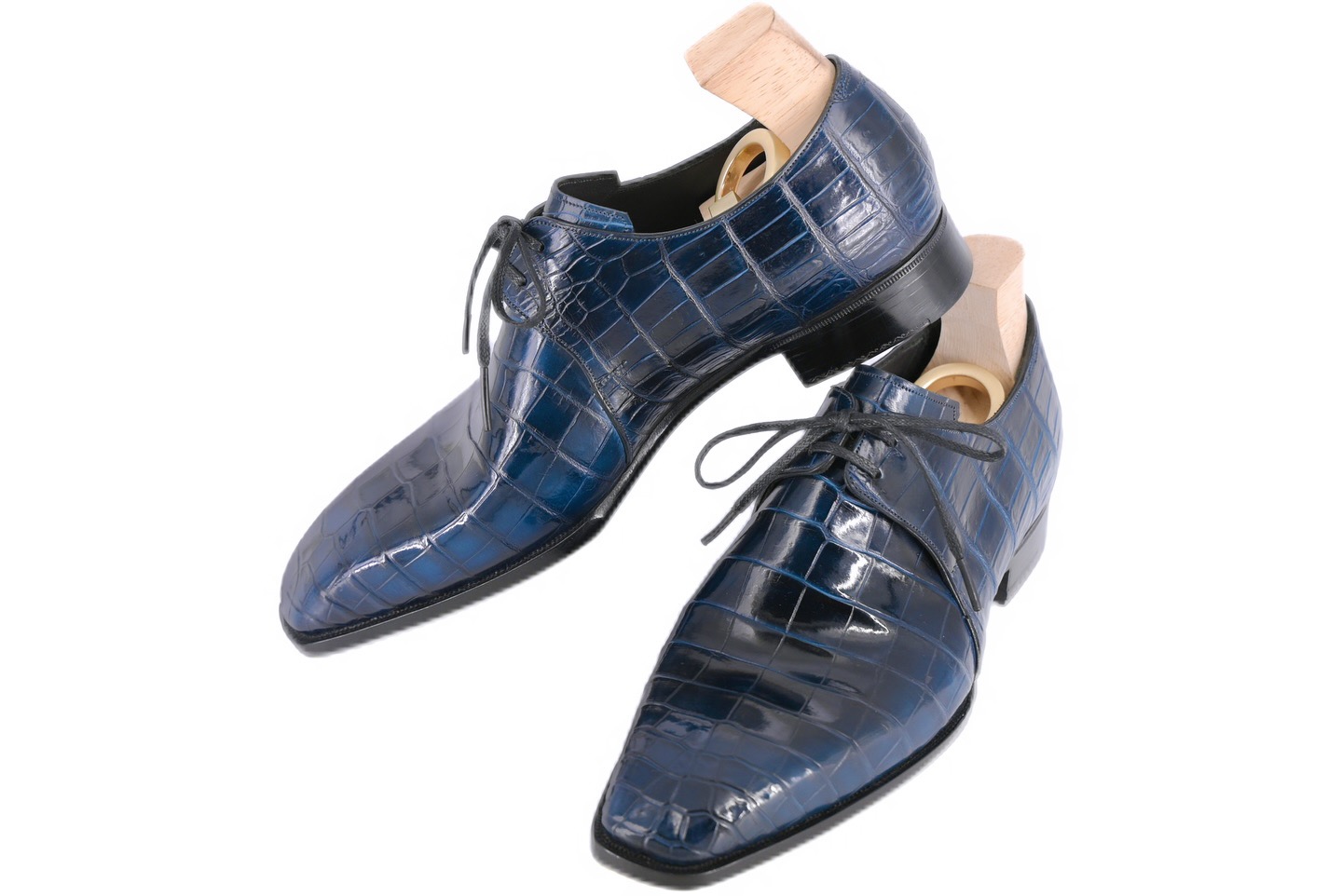 MTO Premium Derby Crocodile shoes 2 eyelets – Patina version