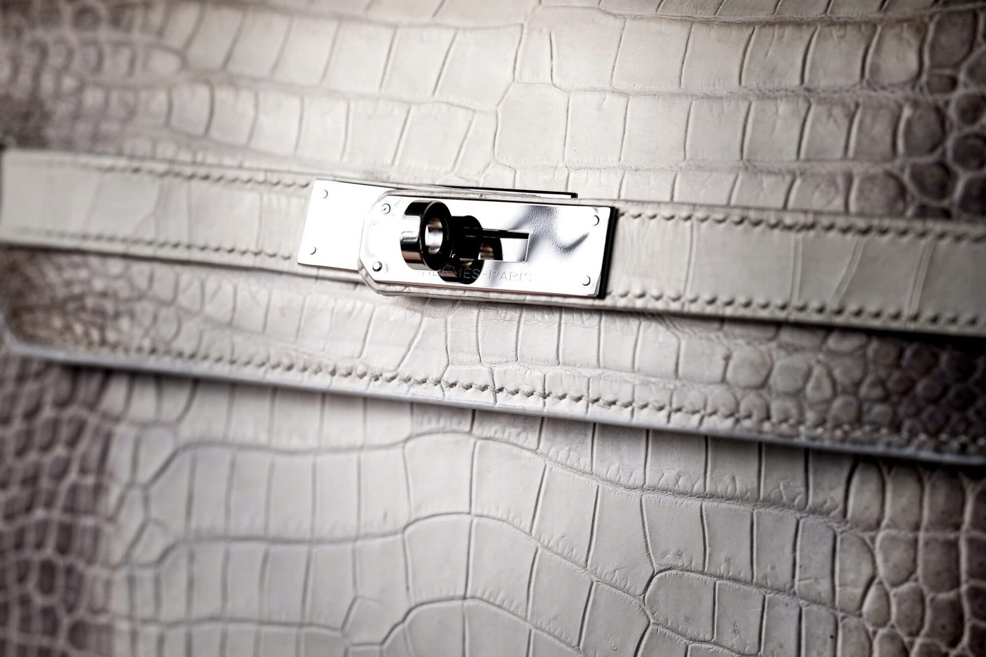 MTO Handcrafted Himalaya Crocodile kelly cut clutch