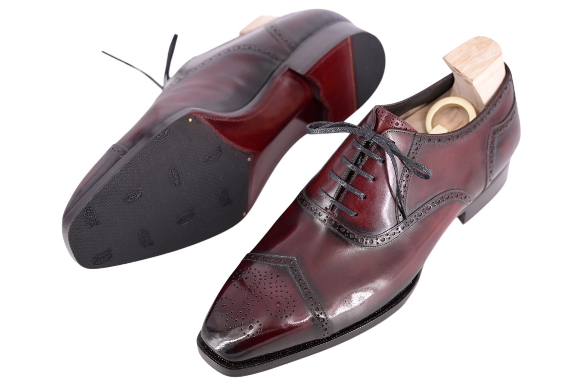MTO Handcrafted Oxford V-Toe full brogue shoes