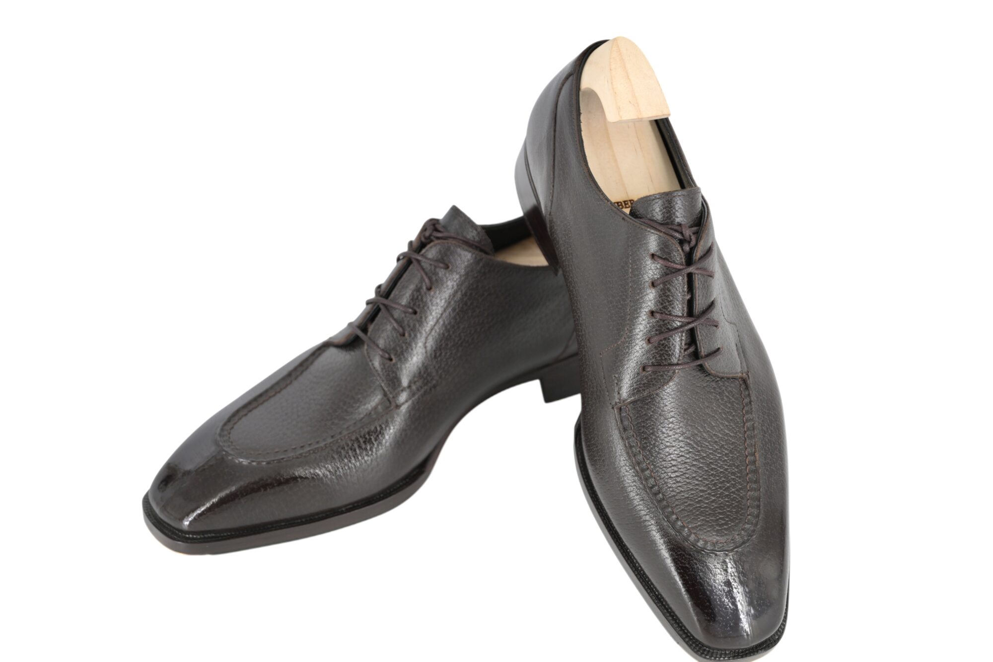 MTO handcrafted derby split toe shoes - Peccary leather