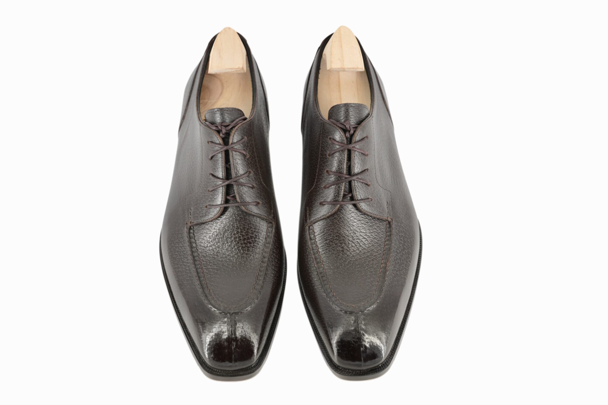 MTO handcrafted derby split toe shoes - Peccary leather