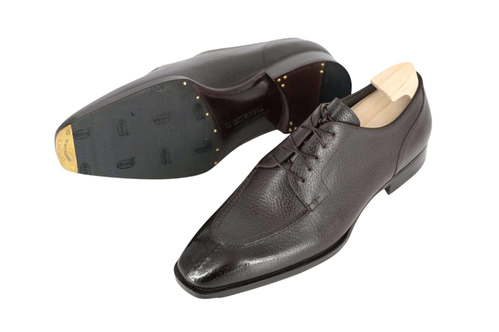 MTO handcrafted derby split toe shoes - Peccary leather